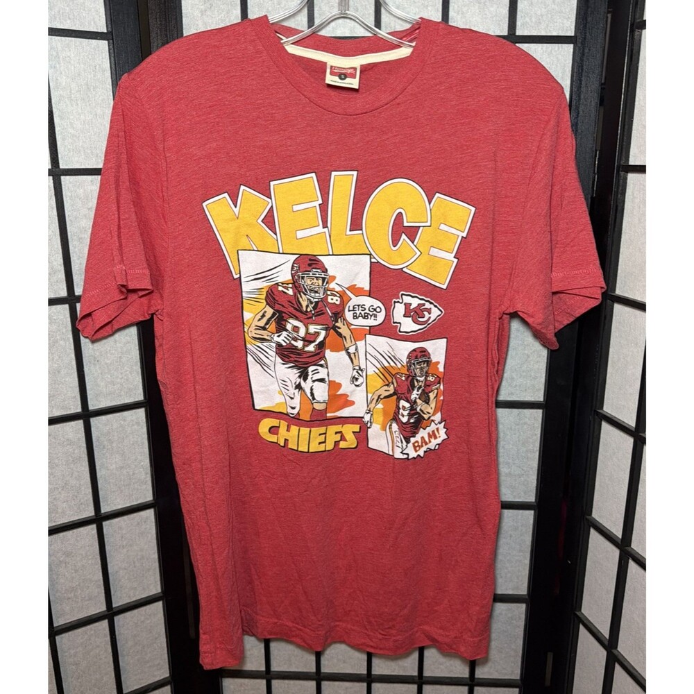 Kansas City Chiefs Kelce NFL Graphic Logo T-Shirt Red Size Medium